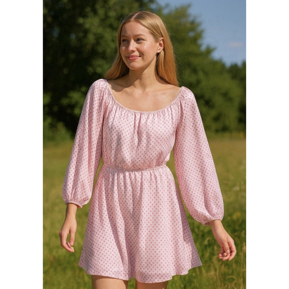 Lovers + Friends Revolve Lipstick Dot Pink Polka Dot Mini Dress MED Preppy Party